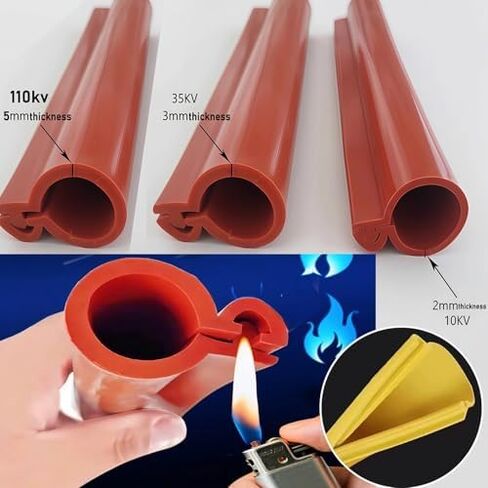 Outdoor High Voltage Cable Protector, Insulated Sile Cord Safety Sleeve for 10kV, 35kV, 110kV Overhead Power Lines (Black, ID 32mm/1.26in) in Saudi Arabia