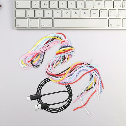 واقي كابل حلزوني من Artibetter، 12 قطعة 1. 4 متر ألوان مختلطة، واقي سلك الهاتف للشاحن، يمنع كسر الكابل للهاتف أو الجهاز اللوحي أو الكمبيوتر المحمول in Kuwait