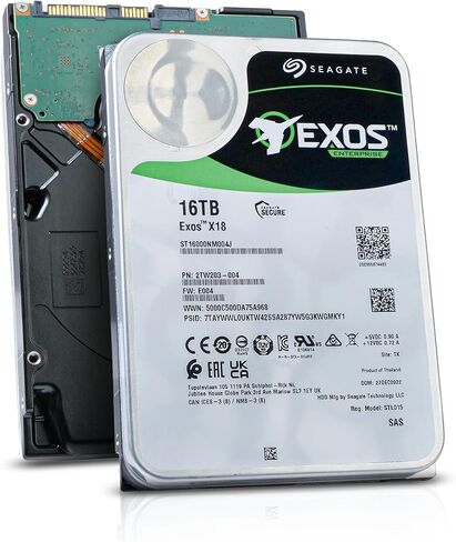محرك الأقراص الصلبة Seagate Exos X18 ST16000NM004J سعة 16 تيرابايت - داخلي 3.5 بوصة - SAS (12 جيجابايت/ثانية SAS) (متجدد) in Saudi Arabia