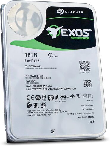 محرك الأقراص الصلبة Seagate Exos X18 ST16000NM004J سعة 16 تيرابايت - داخلي 3.5 بوصة - SAS (12 جيجابايت/ثانية SAS) (متجدد) in Saudi Arabia