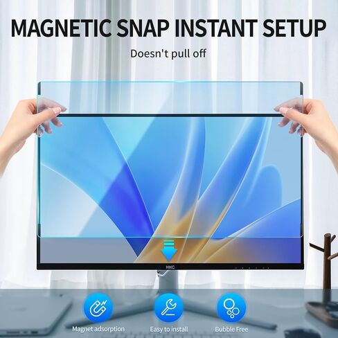 2 Pack Magnetic Blue Light Blocking Screen Protector for 24 Inch Frameless Computer Monitor,9H Hardness Acrylic Anti-Glare Anti-UV Eye Protection Blue light Screen Protector in Saudi Arabia