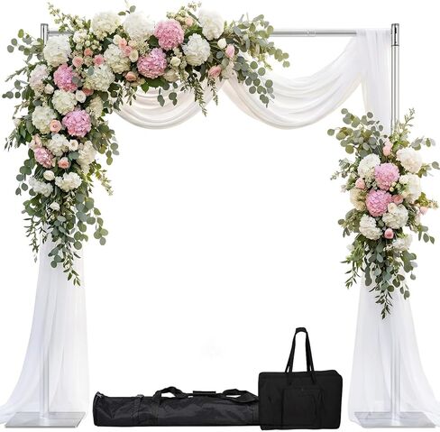 10x10ft Heavy Duty Backdrop Stand with Adjustable Height & Width, Pipe and Drape Photography Background Stand for Wedding, Party, Event, Studio & Outdoor Decoration, Silver in Saudi Arabia