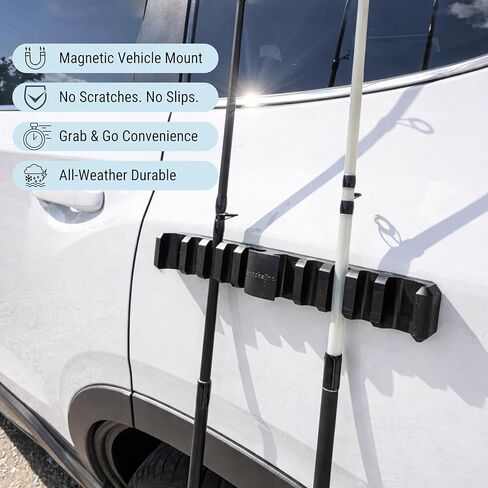 Magnetic Fishing Rod Holder for Car & Truck – Stop Scratches & Tangles | Strong Magnet, Paint-Safe, No Drill | Portable Rod Rack for Rigging & Setup (Stationary Use Only) | Veteran Owned in Saudi Arabia