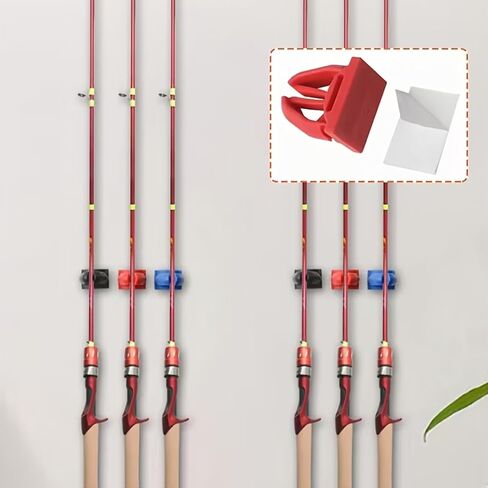 Fishing Rod Holder for Bridge and Boat Railings, Portable ABS Pole Bracket with Adjustable Strap, No-Drill Fishing Accessory, Random Color (Red/Black/Blue) in Saudi Arabia