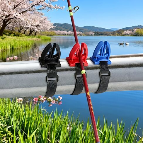 Fishing Rod Holder for Bridge and Boat Railings, Portable ABS Pole Bracket with Adjustable Strap, No-Drill Fishing Accessory, Random Color (Red/Black/Blue) in Saudi Arabia