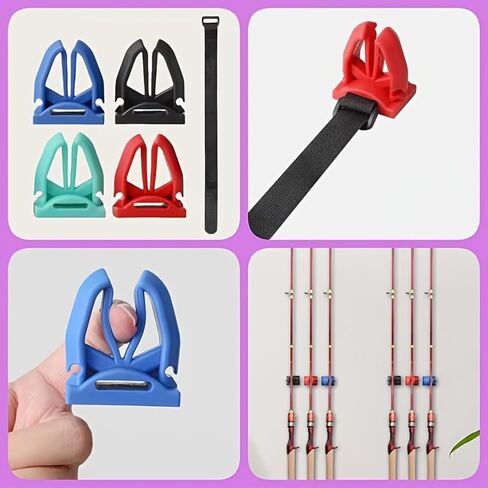 Fishing Rod Holder for Bridge and Boat Railings, Portable ABS Pole Bracket with Adjustable Strap, No-Drill Fishing Accessory, Random Color (Red/Black/Blue) in Saudi Arabia