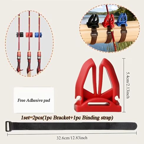 Fishing Rod Holder for Bridge and Boat Railings, Portable ABS Pole Bracket with Adjustable Strap, No-Drill Fishing Accessory, Random Color (Red/Black/Blue) in Saudi Arabia