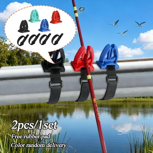 Fishing Rod Holder for Bridge and Boat Railings, Portable ABS Pole Bracket with Adjustable Strap, No-Drill Fishing Accessory, Random Color (Red/Black/Blue) in Saudi Arabia