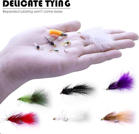 65Pcs Fly Fishing Flies Kit Dry Wet Nyphms Streamer Wooly Bugger Copper John Hand-Tied Fishing Flies Assortment Kit with Fly Box in Saudi Arabia