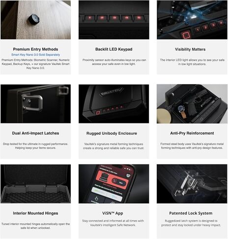 VAULTEK 10 Series Sub-Compact الوصول السريع الآمن البيومتري مع تنبيهات ViSN المباشرة، البناء القوي، الفتح التلقائي، وحماية ضد السرقة in Kuwait