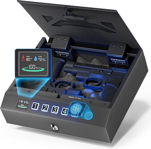 Biometric Gun Safe for Pistols, Gun Safe for Handgun,with Fingerprint & 5 Digits Pin Code/Keys/Type-C Port,Quick Access Handgun Safe Gun Lock Box for Home Nightstand,Bedside, Car-Compact size in Saudi Arabia