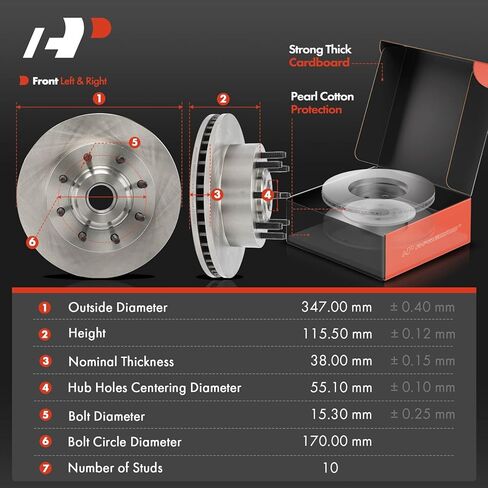 A-Premium 13.66 inch (347 mm) Front Drilled and Slotted Disc Brake Rotors + Ceramic Pads Kit Compatible with Select Ford Models - F-250 Super Duty 2005-2007, F-350 Super Duty 2005-2007, RWD, 6-PC Set in Saudi Arabia