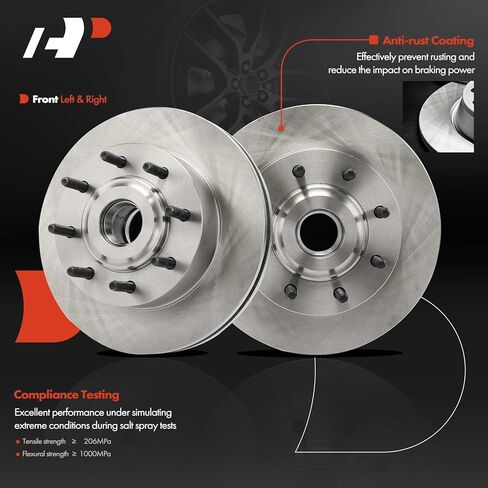 A-Premium 13.66 inch (347 mm) Front Drilled and Slotted Disc Brake Rotors + Ceramic Pads Kit Compatible with Select Ford Models - F-250 Super Duty 2005-2007, F-350 Super Duty 2005-2007, RWD, 6-PC Set in Saudi Arabia