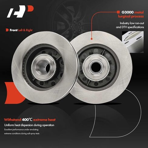 A-Premium 13.66 inch (347 mm) Front Drilled and Slotted Disc Brake Rotors + Ceramic Pads Kit Compatible with Select Ford Models - F-250 Super Duty 2005-2007, F-350 Super Duty 2005-2007, RWD, 6-PC Set in Saudi Arabia