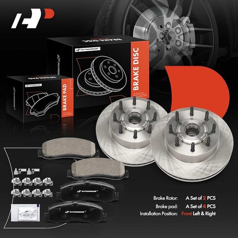 A-Premium 13.66 inch (347 mm) Front Drilled and Slotted Disc Brake Rotors + Ceramic Pads Kit Compatible with Select Ford Models - F-250 Super Duty 2005-2007, F-350 Super Duty 2005-2007, RWD, 6-PC Set in Saudi Arabia