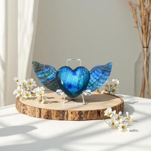 Labradorite Heart Crystal Heart Labradorite Stones Heart Crystal Healing Crystal Crystal Heart with Wings in Saudi Arabia