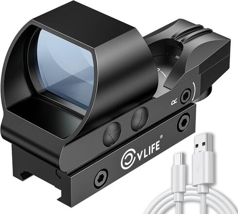 CVLIFE FoxSpook Rechargeable Multiple Reticle Green Dot Sight, 40mm (1.6") Large Lens Open Reflex Sight for Astigmatism, Optic Scope for 21mm Picatinny Rail, Lower 1/3 Co-Witness in Saudi Arabia