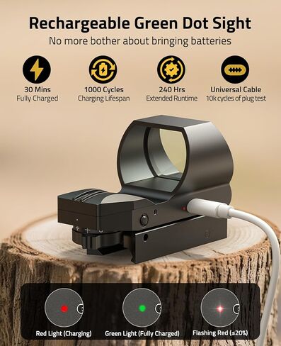 CVLIFE FoxSpook Rechargeable Multiple Reticle Green Dot Sight, 40mm (1.6") Large Lens Open Reflex Sight for Astigmatism, Optic Scope for 21mm Picatinny Rail, Lower 1/3 Co-Witness in Saudi Arabia