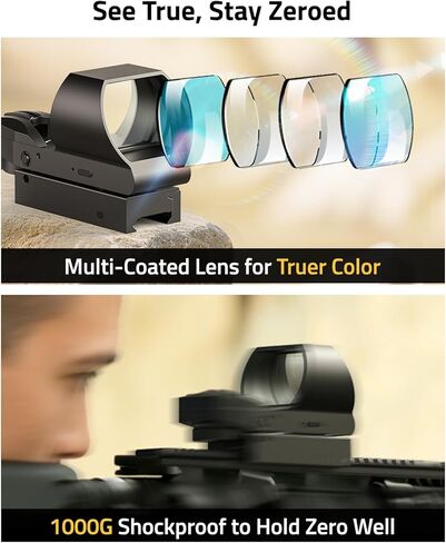 CVLIFE FoxSpook Rechargeable Multiple Reticle Green Dot Sight, 40mm (1.6") Large Lens Open Reflex Sight for Astigmatism, Optic Scope for 21mm Picatinny Rail, Lower 1/3 Co-Witness in Saudi Arabia