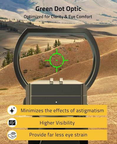 CVLIFE FoxSpook Rechargeable Multiple Reticle Green Dot Sight, 40mm (1.6") Large Lens Open Reflex Sight for Astigmatism, Optic Scope for 21mm Picatinny Rail, Lower 1/3 Co-Witness in Saudi Arabia