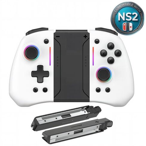 MNDZNEF Wireless Split Controller for Switch, Includes Charging Adapters for Switch 2 Compatibility with Hall Effect Anti Drift Joysticks, RGB Lighting, Programmable Back Buttons, Gyro Motion, Turbo Mode, Dual Vibration in Saudi Arabia