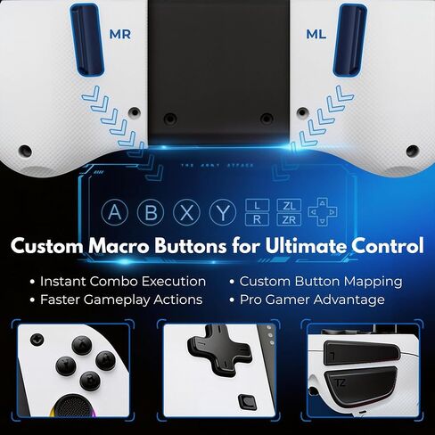 MNDZNEF Wireless Split Controller for Switch, Includes Charging Adapters for Switch 2 Compatibility with Hall Effect Anti Drift Joysticks, RGB Lighting, Programmable Back Buttons, Gyro Motion, Turbo Mode, Dual Vibration in Saudi Arabia