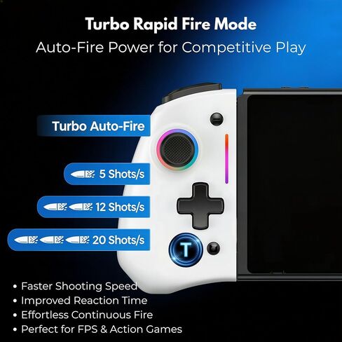 MNDZNEF Wireless Split Controller for Switch, Includes Charging Adapters for Switch 2 Compatibility with Hall Effect Anti Drift Joysticks, RGB Lighting, Programmable Back Buttons, Gyro Motion, Turbo Mode, Dual Vibration in Saudi Arabia
