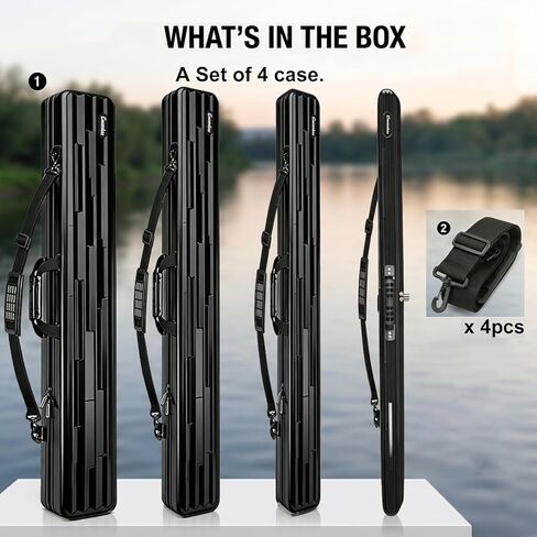 Hard Shell Fishing Rod Case, 50" Protective Rod Tube (4-in-1 Set) for 7ft 2-Piece Rods, Crushproof & Water-Resistant Travel Carrier, Heavy-Duty Storage for Bass, Fly & Saltwater Fishing in Saudi Arabia