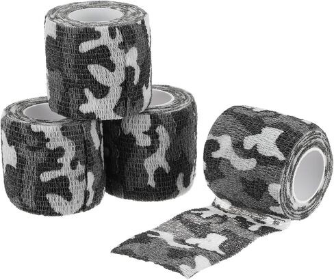 2in x 14.76ft Camo Tape Wrap, 4 Rolls of Self-Adhesive Camouflage Tape for Hunting Climbing Outdoor Camera Flashlight, Snow Black and White in Saudi Arabia