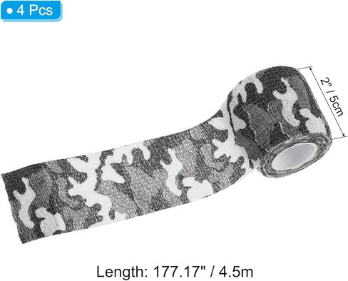 2in x 14.76ft Camo Tape Wrap, 4 Rolls of Self-Adhesive Camouflage Tape for Hunting Climbing Outdoor Camera Flashlight, Snow Black and White in Saudi Arabia