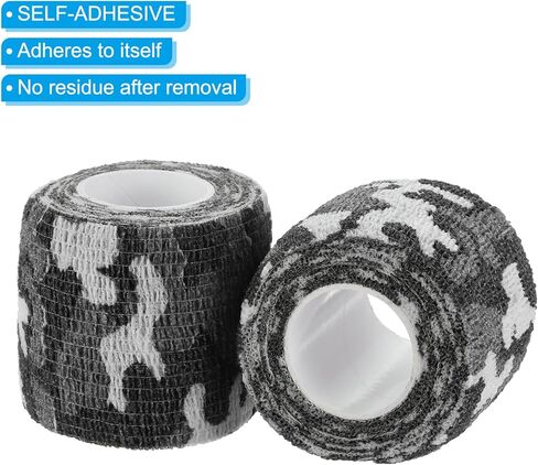 2in x 14.76ft Camo Tape Wrap, 4 Rolls of Self-Adhesive Camouflage Tape for Hunting Climbing Outdoor Camera Flashlight, Snow Black and White in Saudi Arabia