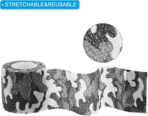 2in x 14.76ft Camo Tape Wrap, 4 Rolls of Self-Adhesive Camouflage Tape for Hunting Climbing Outdoor Camera Flashlight, Snow Black and White in Saudi Arabia