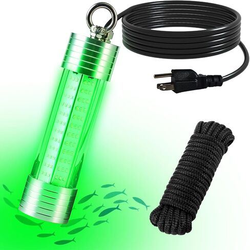 150W 20000LM Green Underwater Fishing Light,Submersible LED Light with Tow Rope for Dock Boat Shore Night Fishing,Fresh & Salt Water Fish Attractor Light 33ft Cable in Saudi Arabia