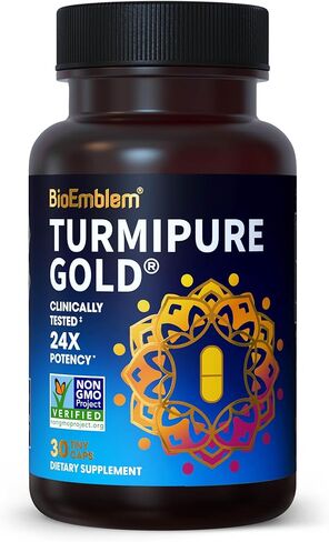 BioEmblem Turmeric Curcumin with Clinically Studied TurmiPure - 1 Small Cap Daily, 24x More Absorption Than Others - Joint Support, Healthy Inflammation Tumeric Supplements - Non-GMO - 30 Servings in Saudi Arabia