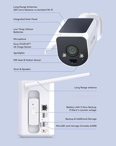 Swann MaxRanger4K Solar Wireless Security Camera System, 4K Ultra HD，4 Packs Outdoor Cameras, Long-Range Wi-Fi up to 2000ft, Color Night Vision, No Monthly Fees in Saudi Arabia