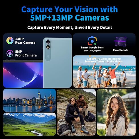 جهاز لوحي Android 15 مقاس 10 بوصة، 2026 مع لوحة مفاتيح، 24 جيجابايت + 256 جيجابايت + 2 تيرابايت، أجهزة لوحية 2 في 1 مع 8 النواة، 5G WiFi، 8000 مللي أمبير، BT5.0، GMS، GPS، Gemini AI، أجهزة لوحية مع ماوس، حافظة، قلم (أسود) in Kuwait