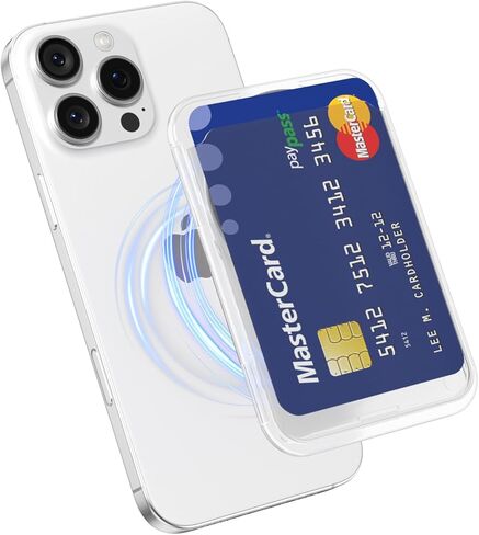 oakxco Magnetic Phone Wallet Clear Compatible with Magsafe Wallet, Slim Thin Translucent ID Credit Card Holder Wallets for Phone, Hard Plastic Magnet Pocket Sleeve for iPhone Samsung, Clear in Saudi Arabia