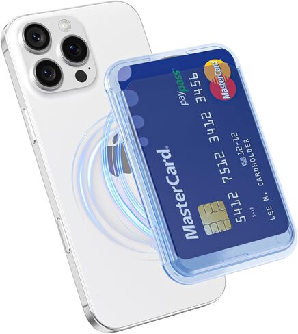 oakxco Magnetic Phone Wallet Clear Compatible with Magsafe Wallet, Slim Thin Translucent ID Credit Card Holder Wallets for Phone, Hard Plastic Magnet Pocket Sleeve for iPhone Samsung, Clear in Saudi Arabia