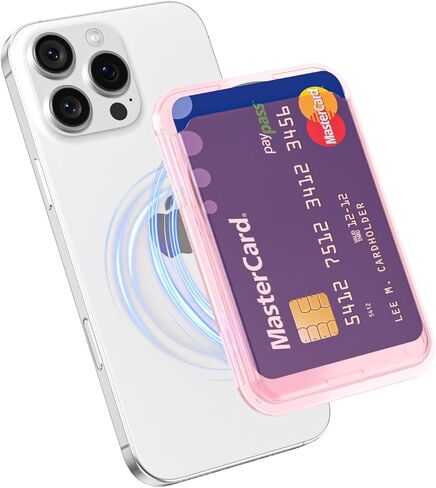 oakxco Magnetic Phone Wallet Clear Compatible with Magsafe Wallet, Slim Thin Translucent ID Credit Card Holder Wallets for Phone, Hard Plastic Magnet Pocket Sleeve for iPhone Samsung, Clear in Saudi Arabia