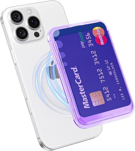 oakxco Magnetic Phone Wallet Clear Compatible with Magsafe Wallet, Slim Thin Translucent ID Credit Card Holder Wallets for Phone, Hard Plastic Magnet Pocket Sleeve for iPhone Samsung, Clear in Saudi Arabia