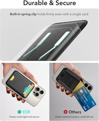 Magnetic Wallet 1pcs, 5-Card Holder With RFID Blocking, Magnetic Sticker Included, Slim Magntic Wallet for iPhone 17/16/15/14/13/12 Series and Selected Samsung Devices, Not for 13/12 Mini, Black in Saudi Arabia