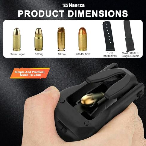 محمل سرعة 9 مم، محمل سرعة المجلة العالمية | يناسب 9 مم، .45 ACP، .40 S&W، 10 مم، .357، .380 ACP، 1911 حافظة إبهام خالية من الألم، ملحق مسدس بوليمر متين in Kuwait