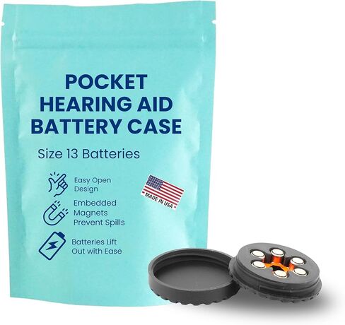Pocket Hearing Aid Battery Case for Size 13 Batteries | Embedded Magnets for Secure and Easy Access | Custom Color Organizer | Slim Caddy for Pocket or Purse (Black) (3 Pack) in Saudi Arabia