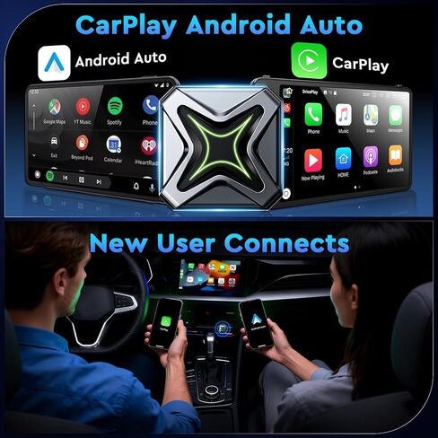 محول CarPlay اللاسلكي من ELRINA 2026 من الجيل الجديد مع زر التحكم، إعادة توصيل تلقائي سريع 5s، محول توصيل وتشغيل لاسلكي صغير للغاية لأجهزة iPhone وAndroid Auto، واي فاي ثابت 5.8 جيجا هرتز، بلوتوث 5.4 in Saudi Arabia
