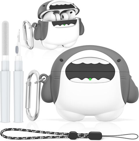 Cute Cover for AirPods Pro 3 Case (2025) - Funny Kawaii 3D Cartoon Design - Shockproof Protection Silicone Case for AirPods Pro 3rd Generation Accessories with Carabiner & Cleaner Kit (Green) in Saudi Arabia