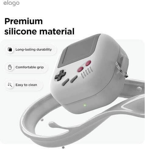 elago Compatible with Samsung Galaxy Buds 4 Pro & Galaxy Buds 4 Case, AW5 Classic Game Player Design Cover with Carabiner, Full Protection, Headphone Accessories, for Men, for Women [Light Grey] in Saudi Arabia