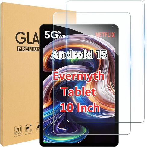 قطعتان من واقي الشاشة لجهاز Evermyth Tablet 10 بوصة KB1001/KB1004/KB1001L/KB1004L، زجاج مقسى بصلابة 9H، مقاوم للخدش، واقي شاشة عالي الدقة، متوافق مع جهاز Evermyth Tablet 10 بوصة in Kuwait