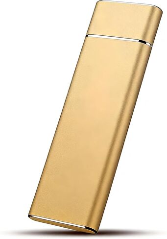 SSD خارجي محمول سعة 32 تيرابايت، محرك أقراص USB 3.1/Type-C عالي السرعة، وحدة تخزين خارجية نحيفة للغاية وخفيفة الوزن لأجهزة الكمبيوتر المحمول والكمبيوتر الشخصي وأجهزة Mac وAndroid، ذهبي in Saudi Arabia