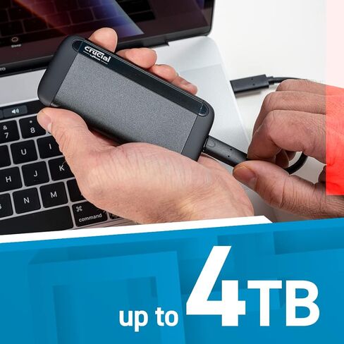 Crucial X8 4TB Portable SSD - Up to 1050MB/s - PC and Mac - USB 3.2 External Solid State Drive - CT4000X8SSD9 in Saudi Arabia