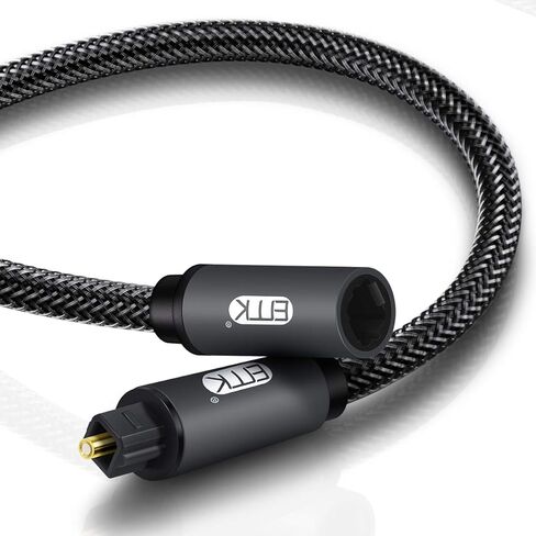 EMK Optical Extension Cable Male to Female Coupler Cord Nylon Braided Jacket 24K Gold-Plated Fiber Digital Extension Adapter Cable for Home Theater Sound bar TV 6.6ft in Saudi Arabia